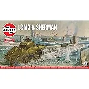 Airfix Vintage Classics LCM3 & Sherman 1:76 WWII Military Ground & Water Vehicles Plastic Model Kit A03301V, Unpainted