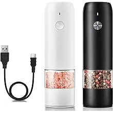 KTKUDY Rechargeable Electric Pepper or Salt Grinder One-Handed Battery Modern Style