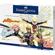 Faber-Castell Comic Illustration Set - The Famazings Superhero Comic Book Drawing Kit - Draw with Pitt Artist Pens & Goldfaber Coloring Pencils