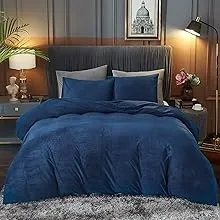 Ivellow Velvet Duvet Cover Queen Comforter Cover 3pcs Ultra Soft Cover Breathable Solid Luxury Flannel Velour Duvet Cover