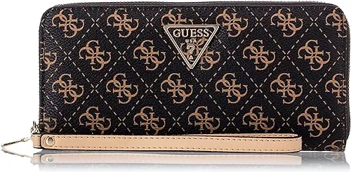 Guess Laurel Large Zip Around Wallet Brown Logo