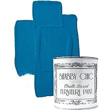 Shabby Chic Chalk Furniture Paint: Luxurious Chalk Finish Craft Paint for Home Decor, DIY, Wood Cabinets - All-in-One Paints with Rustic Matte Finish [Nautical Blue] - (Liter Covers 129 sf)