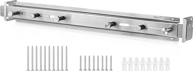 Sihnman Door Barricade Bar with Door Hook Door Hanger Patented Design for Security Reinforcement and Home Protection. Stop House Invasion and Intruder