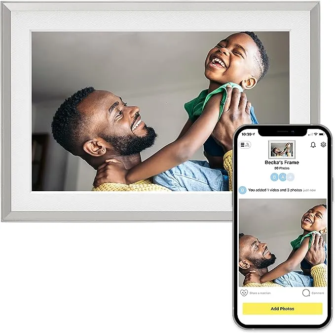 Aura Carver 10.1" WiFi Digital Picture Frame | The Best Digital Frame for Gifting | Send Photos from Your Phone | Quick, Easy Setup in Aura App | Free Unlimited Storage | (Clay with White Mat)Aura Carver 10.1" WiFi Digital Picture Frame | The Best Digita