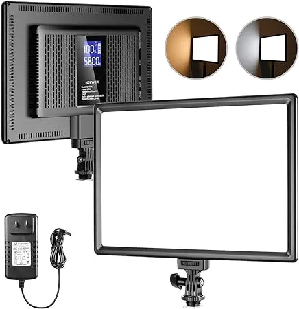 NEEWER 192 LED Video Light Panel, 20W Ultra Thin Bi Color Dimmable DSLR Camera Soft Light with 8000mAh Built in Lithium Battery, 3200-5600K CRI97+ for Photography Video Recording Live Streaming