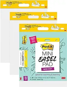 Post-it® Mini Super Sticky Wall Easel Pad, 15" x 18", 20 Sheets/Pad, 2 Pads/Pack (577SS-2PK)