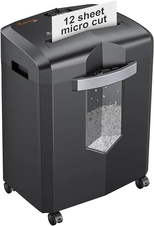 Bonsaii Office Paper Shredder, 110-Sheet Autofeed Heavy Duty Paper Shredder, 30 Minutes Micro Cut Home Office Shredders with 4 Casters, P-4 Security Level&6.1 Gallon Large Bin (C233-B)