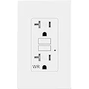 TOPELE 20Amp GFCI Outlet, 125 Volt Weather-Resistant Receptacle, Indicator with LED Light, Nylon Wall Plate and Screws Included, White