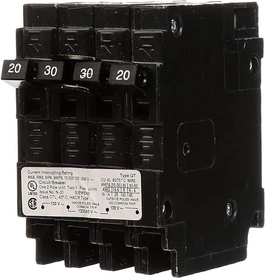 Q22030CT - Siemens - 30 Amp Quad Circuit Breaker