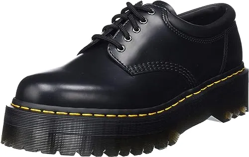 Dr. Martens Unisex 8053 Quad Platform Shoes, Black Polished Smooth