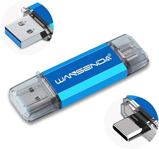 16GB Type C OTG USB C Flash Drive Wansenda 2 in 1 USB 3.0/3.1 Thumb Drive for PC/Mac/USB-C Smartphones Samsung Galaxy S8/S8+/S9/S9+/S10, Note7/8/9,A6S/A9S LG G6 V30 (Silver)