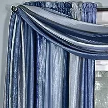 Sheer Window Scarf Valance - 50 Inch Width x 144 Inch Length (Blue) - Light Filtering Polyester Curtain Scarf - Lightweight Drapes for Living Room, Bedroom & Dining Room by Achim Home Decor