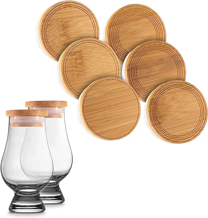 CairnCaps Glassware Lids (Natural Bamboo)