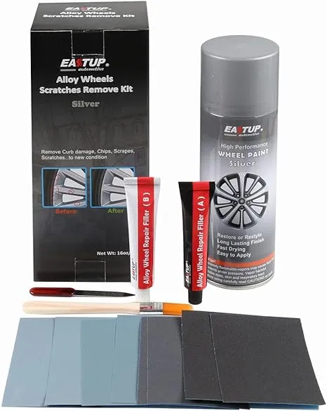 80003 Alloy Wheel Repair Kit Alloy Rim Scrapes Scratches Remover (Color: Silver)