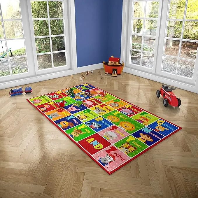 Kids Rug Carpet Playmat City Life Learn Have Fun Safe, Children's Educational, Road Traffic System, Multi Color Activity Centerpiece Play Mat! for Playing with Cars for Bedroom Playroom