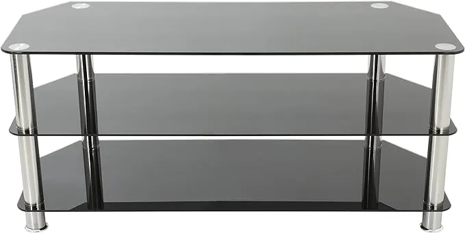 AVF Transitional Steel and Glass TV Stand for up to 50" TVs in Black/Chrome