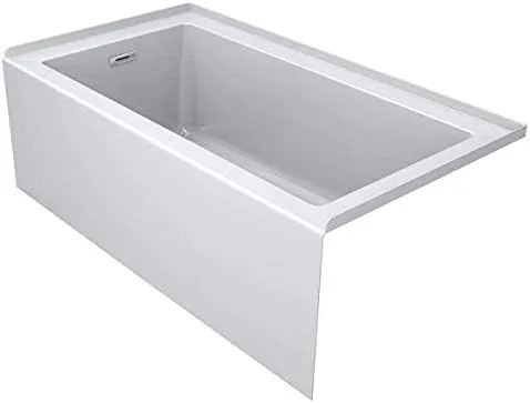 Linea 60" x 36" Acrylic Soaking Bathtub for Three Wall Alcove Installation with Left Drain