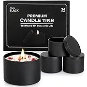 TRUE CANDLE Tins for making candles - 24x Black Candle tins 4 oz, Candle Making tins for candle making, Tin Candle Containers for Making Candles, candle vessels for candle making bulk 4 oz candle tins