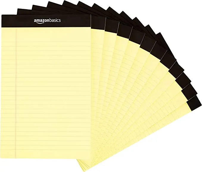 Amazon Basics Narrow Ruled 5 x 8-in Lined Writing Note Pads, 12 Count, 50 Sheet