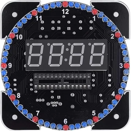 S erounder 4-Digital DIY Electronic Clock Kit, Multi-Function Light Control Rotation Digital LED Temperature & Time Display Tool Set with Installation Accessories for Soldering Practice(Green)