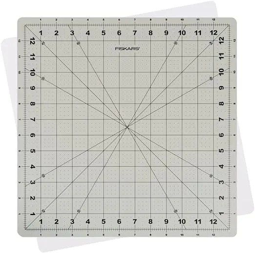 Fiskars Self Healing Cutting Mat for Crafts and Sewing - 14" x 14" Rotating Fabric Cutting Craft Mat with Ruler Grid - Craft Supplies - Gray