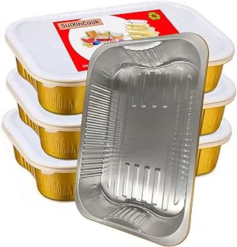 Gold Aluminum Foil Baking Pans with lids Heavy-Duty 9"×13"(10pack+10Lids), Disposable Food containers Double thickening，reusable