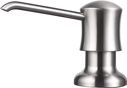 Soap Dispenser for Kitchen Sink Brushed Nickel, Built-in and Refill-from-Top Design with Liquid Hand & Dish Soap Bottle