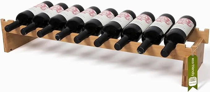 DECOMIL - 9 Bottle Wine Rack | Wine Rack Stand | Modular and Stackable | Wine Bottle Organizer for Countertop (9 Bottle)