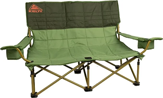 Kelty Low Loveseat Double 2 Person Camping Chair, Two Person Foldable Seat for Festivals, Concerts, Tailgates, Beach Days, Low Seat Height