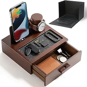 Wood Docking Station Charge Phone Organize Accessories