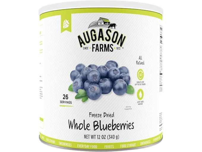 Augason Farms Freeze Dried Whole Blueberries 12 oz No. 10 Can