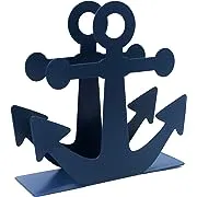 BetyHom Vintage Metal Nautical Anchor Napkin Holder (BLUE)