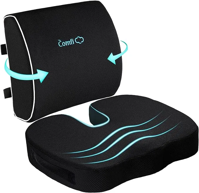 Gel Infused Coccyx Seat Cushion and Lumbar Support Pillow