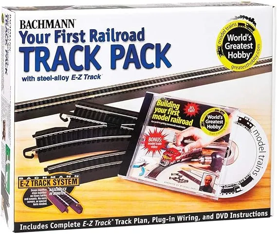 Bachmann Trains Snap-Fit E-Z TRACK WORLD’S GREATEST HOBBY TRACK PACK - Steel Alloy Rail With Black Roadbed - HO Scale , White Medium