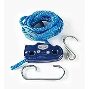 Tie Boss - 3/8 Inch, Heavy Duty, (300 lbs Working Load Limit), Weather Resistant, Tie Down, Rope Tightening System, (w/15 ft Rope) - Blue (Blue)