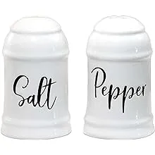 Home Acre Designs Salt and Pepper Shakers set Farmhouse Kitchen Decor Ceramic Salt Shaker -White Salt and Pepper Shaker - Wedding Registry Ideas Gifts Rustic Salt and Pepper Set Holder Table Decor