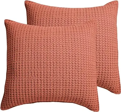 Levtex Home - Mills Waffle - Euro Sham (Set of Two) - Adobe - Sham Size (26 x 26in.)