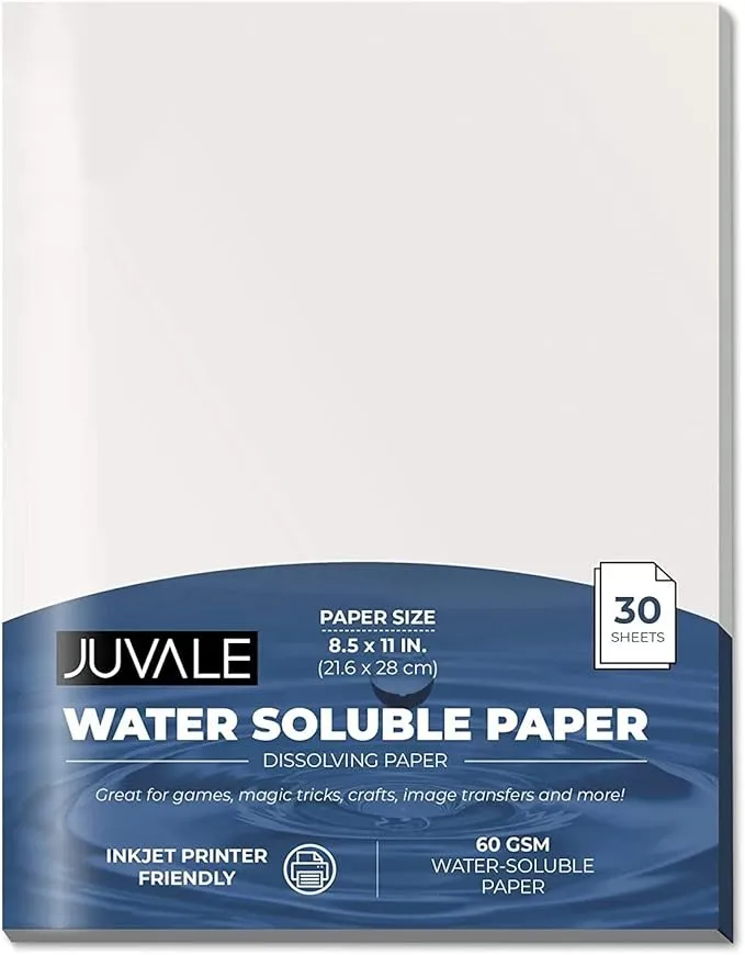 Water Soluble Dissolving Paper (8.5 x 11 in, 30 Sheets)