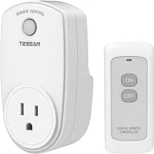 Remote Control Outlet, TESSAN Wireless Electrical Outlet Plug Switch for Lights, Lamps, Fans, 100ft RF Range, 1200W (1 Remote + 1 Outlet)