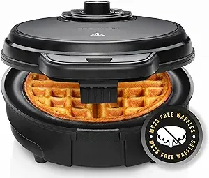 Chefman Anti-Overflow Stainless Steel Belgian Waffle Maker, Black