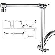 BRIGHT SHOWERS Brass Shower Arm Extender for Rain and Handheld Shower Head, 14 Inch Universal Shower Head Extension Arm, Adjustable Height & Angle, Chrome