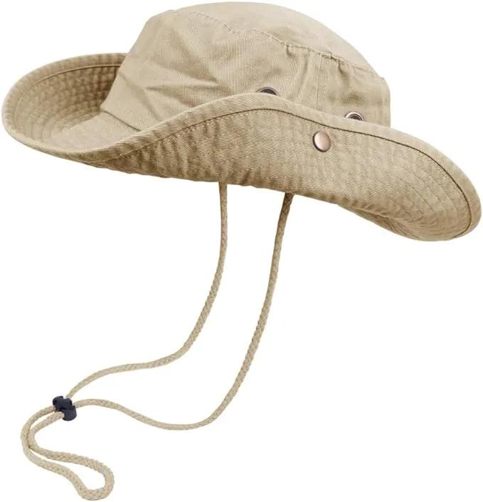 Bucket Hats with String Wide Brim Hiking Fishing UV Sun Protection Safari Unisex Boonie