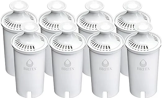 Brita Standard Water Filter Replacements for Pitchers and Dispensers, Lasts 2 Months, Reduces Chlorine Taste and Odor, 8 Count