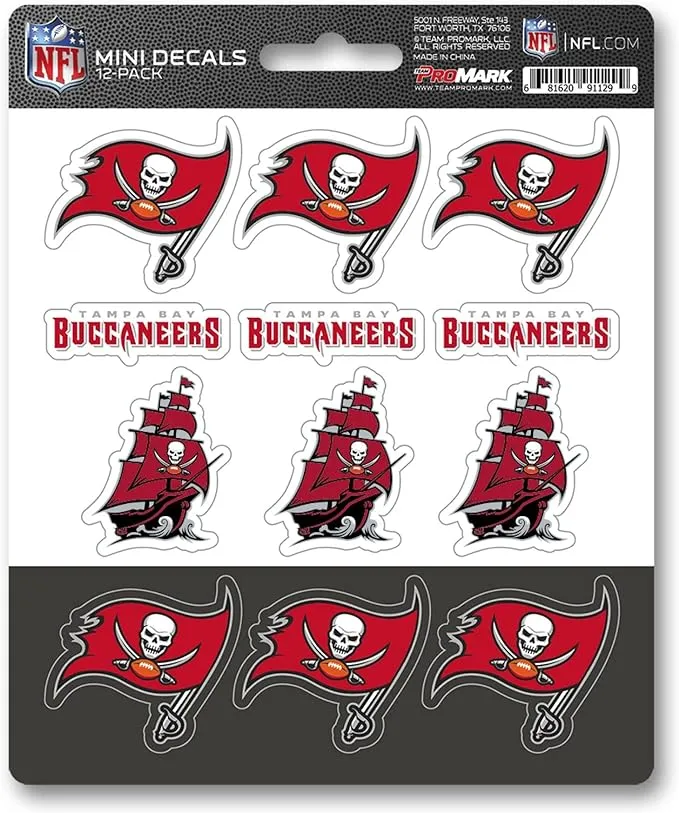 Tampa Bay Buccaneers 12 Count Mini Decal Sticker Pack