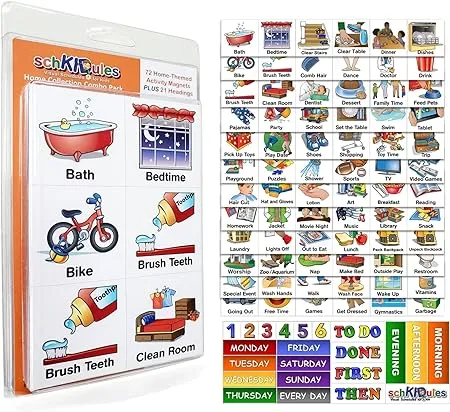 Activity Magnets for Visual Schedules: 93Pc Home Collection for Daily 