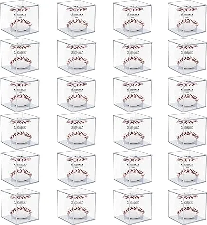 12 Pack UV Protected Acrylic Boxes for Display,Clear Display Case Baseball Cube Memorabilia Showcase Autograph Ball Protector