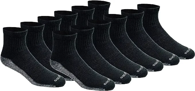 Dickies Men's Dri-Tech Moisture Control Quarter Socks, Available in M-xxl (6, 12, 18 Pairs)