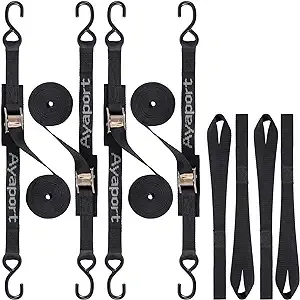 Ayaport Cam Buckle Tie Down Straps 20 feet 2200lbs Break Strength Securing Straps with S Hooks for Motorcycle, Kayak, Car, Truck, Dirt Bike