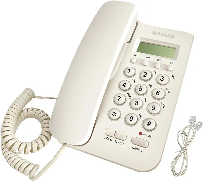 Wired Telephone, Desktop Telephone, Fixed Telephone, Caller ID Telephone, Front Desk Home Office with Call Display and Other Multi Scene Telephone Sets (White)