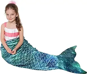 Catalonia Manta de cola de sirena para niños, acogedor saco de dormir de sirena, patrón de escamas de pescado, idea de regalo para niñas